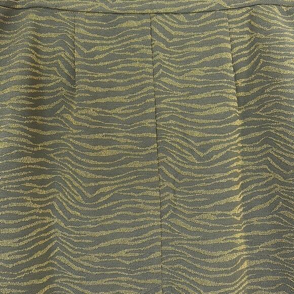 Michael Kors Pencil Skirt Army Green Metallic Gold Stripes Zebra Print NWT Sz L - Picture 5 of 9